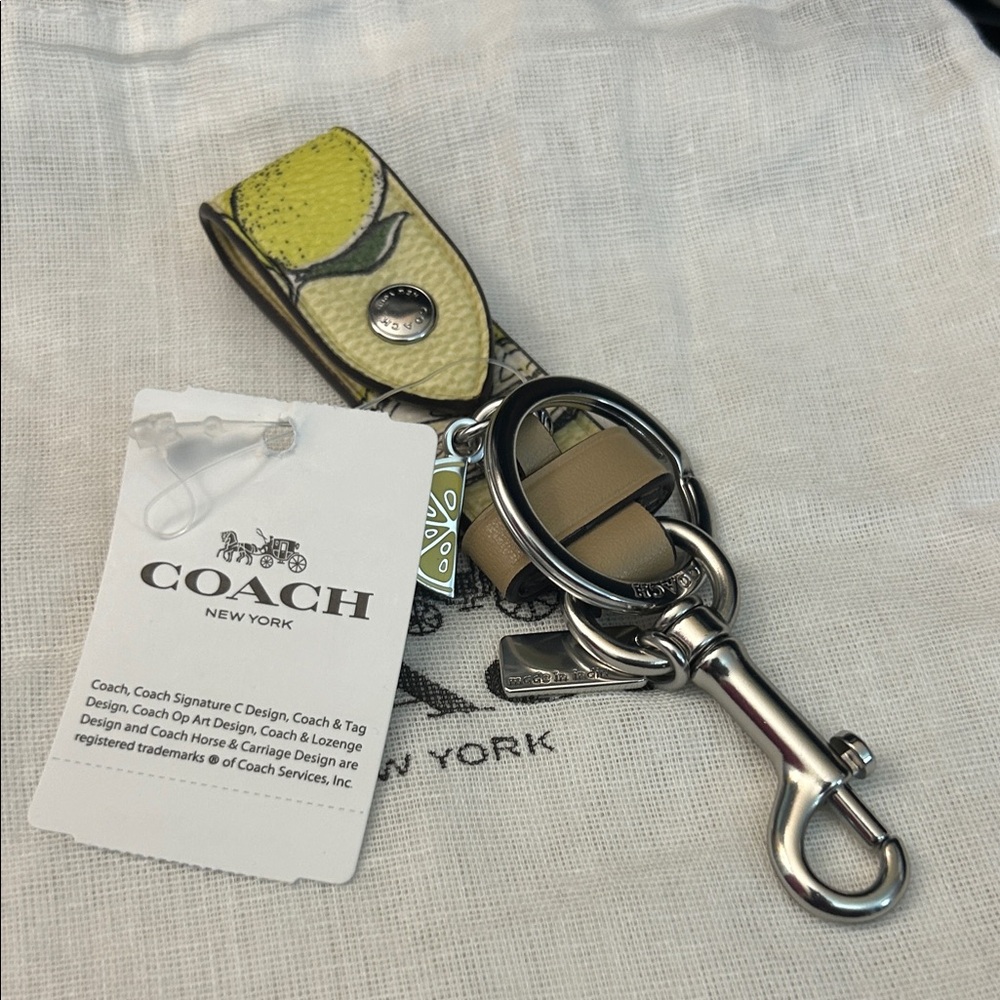 Coach Lemon Trigger Snap Pattern Leather Keychain… - image 1